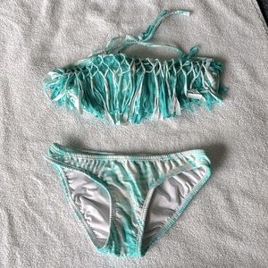 Venus Fringe Teal Bandeau Swim- Size 2